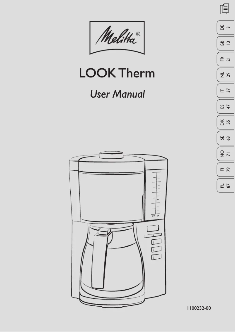 Page 1 de la notice Manuel utilisateur Melitta Look Therm