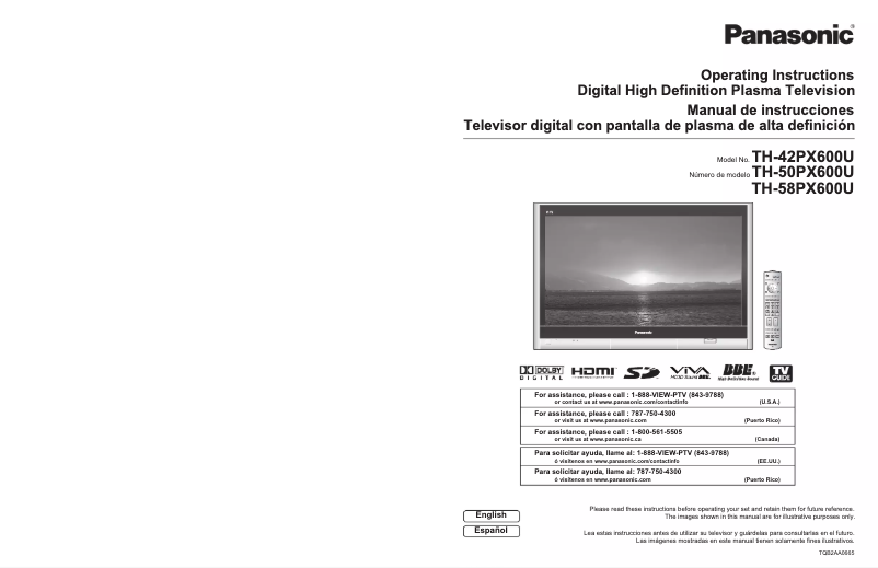 Page 1 de la notice Manuel utilisateur Panasonic Viera TH-50PX600