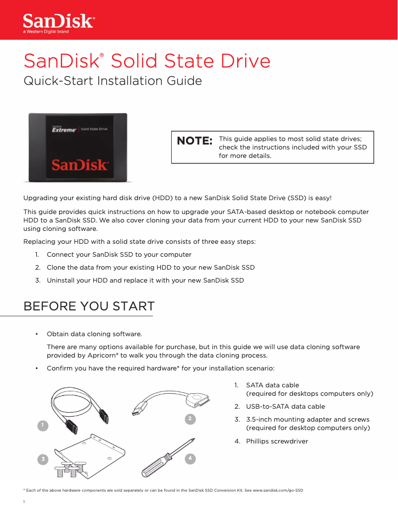 Page 1 de la notice Manuel utilisateur Sandisk SSD Plus