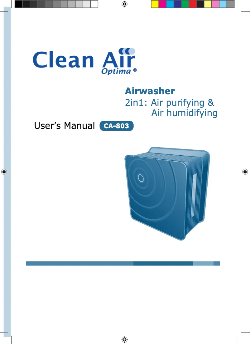 Page 1 of the manual User Manual Clean Air Optima CA-803