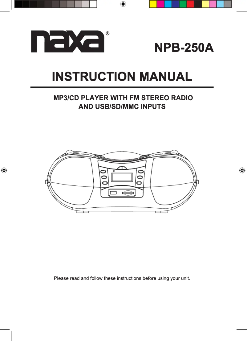 Page 1 de la notice Manuel utilisateur Naxa NPB-250A