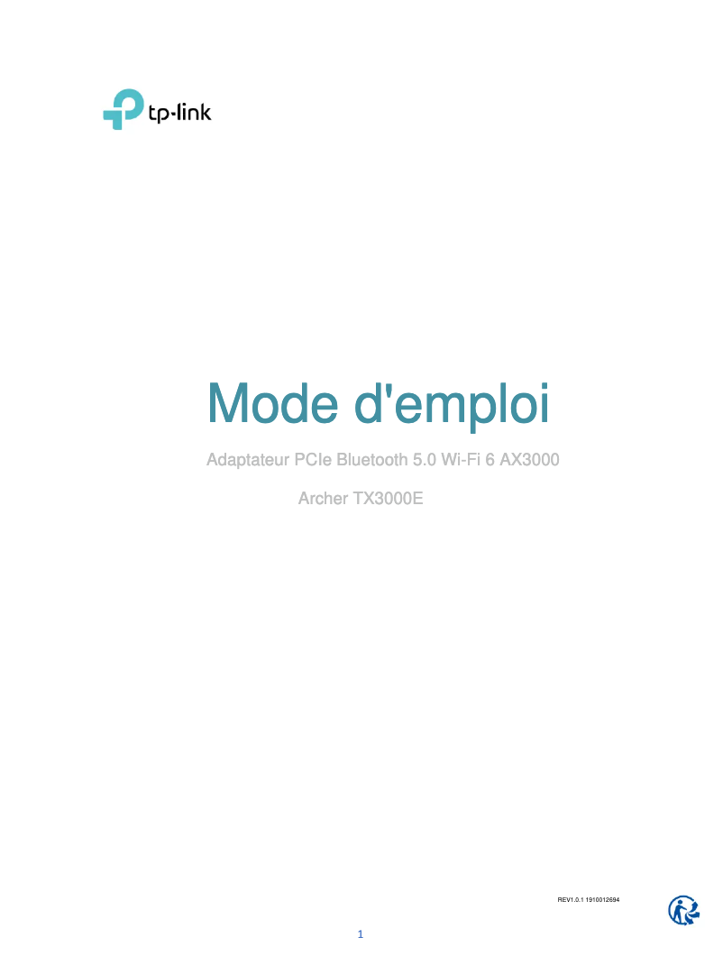 Page n°1 - Manuel utilisateur TP-Link Archer TX3000E