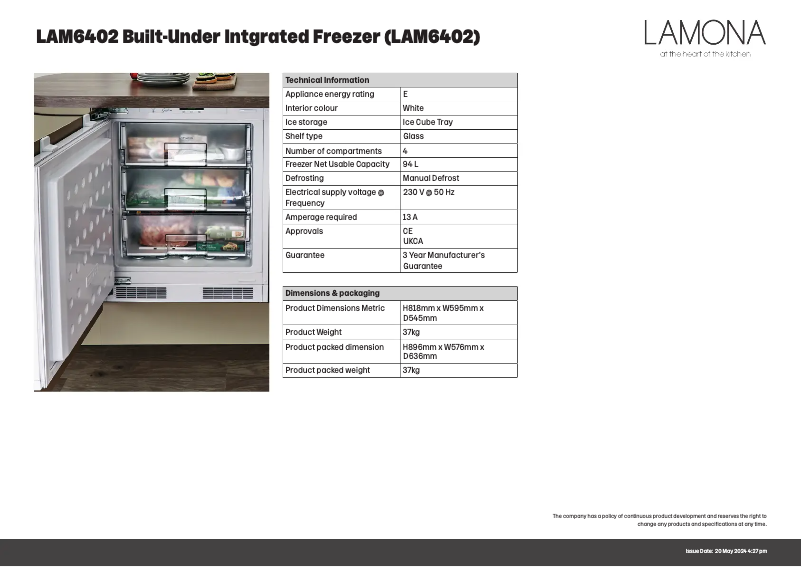 Page n°1 - Fiche technique Lamona LAM6402