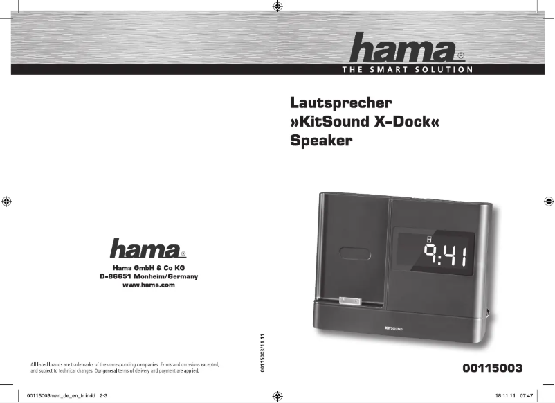 Page 1 de la notice Manuel utilisateur Hama XDock