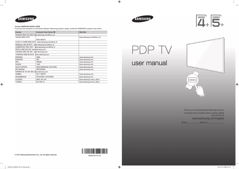 Page 1 de la notice Manuel utilisateur Samsung PS43F4500AW