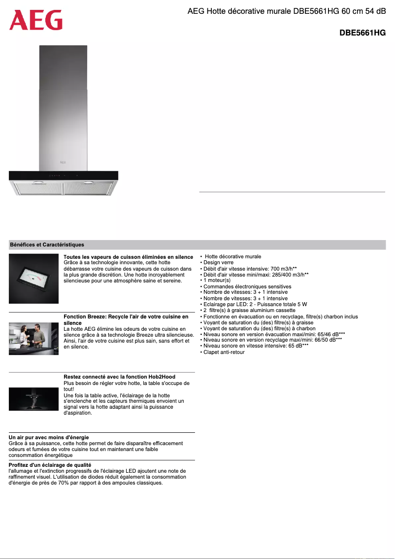 Page n°1 - Fiche technique AEG DBE5661HG