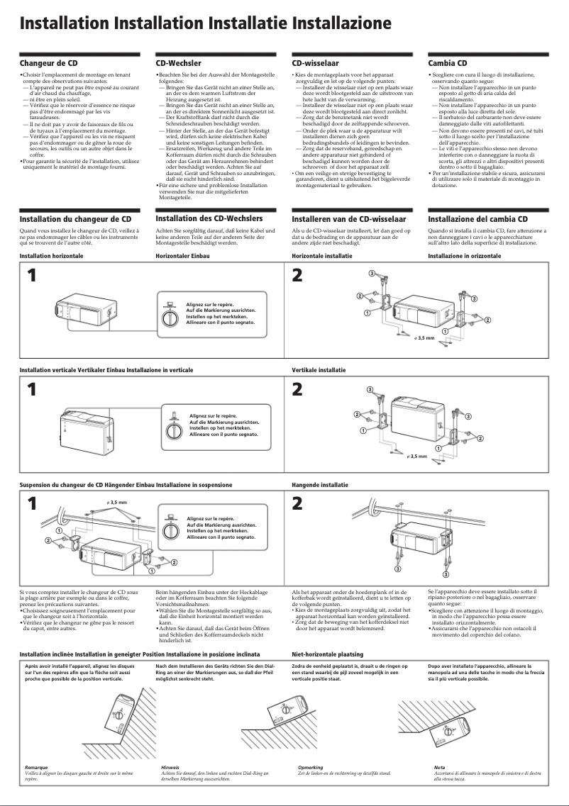 Page n°1 - Guide d'installation Sony CDX-505RF