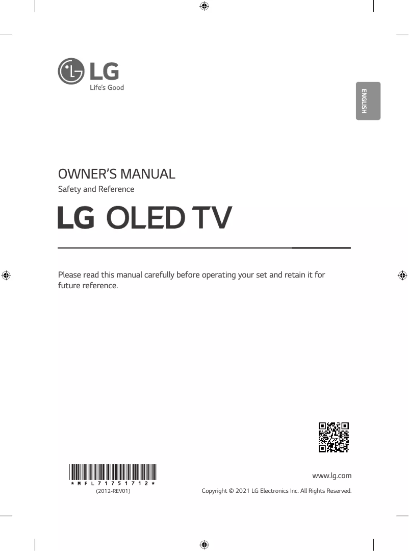Image de la première page du manuel de l'appareil OLED65C1PTB