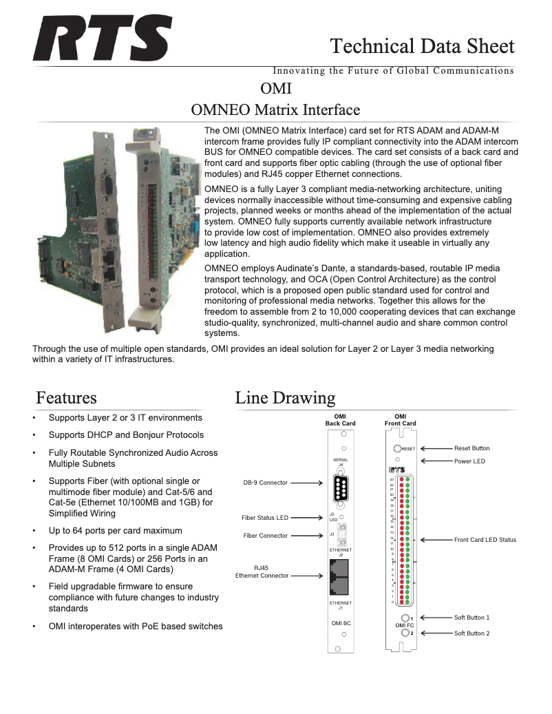 Page 1 de la notice Fiche technique RTS OMI