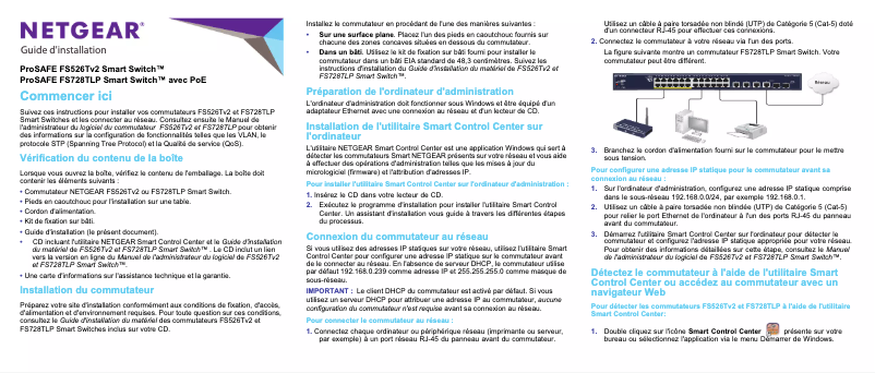 Page n°1 - Guide d'installation Netgear ProSafe FS526Tv2