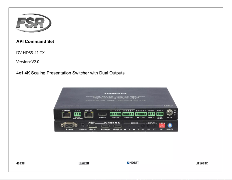 Page 1 de la notice Manuel utilisateur FSR DV-HDSS-41-TX