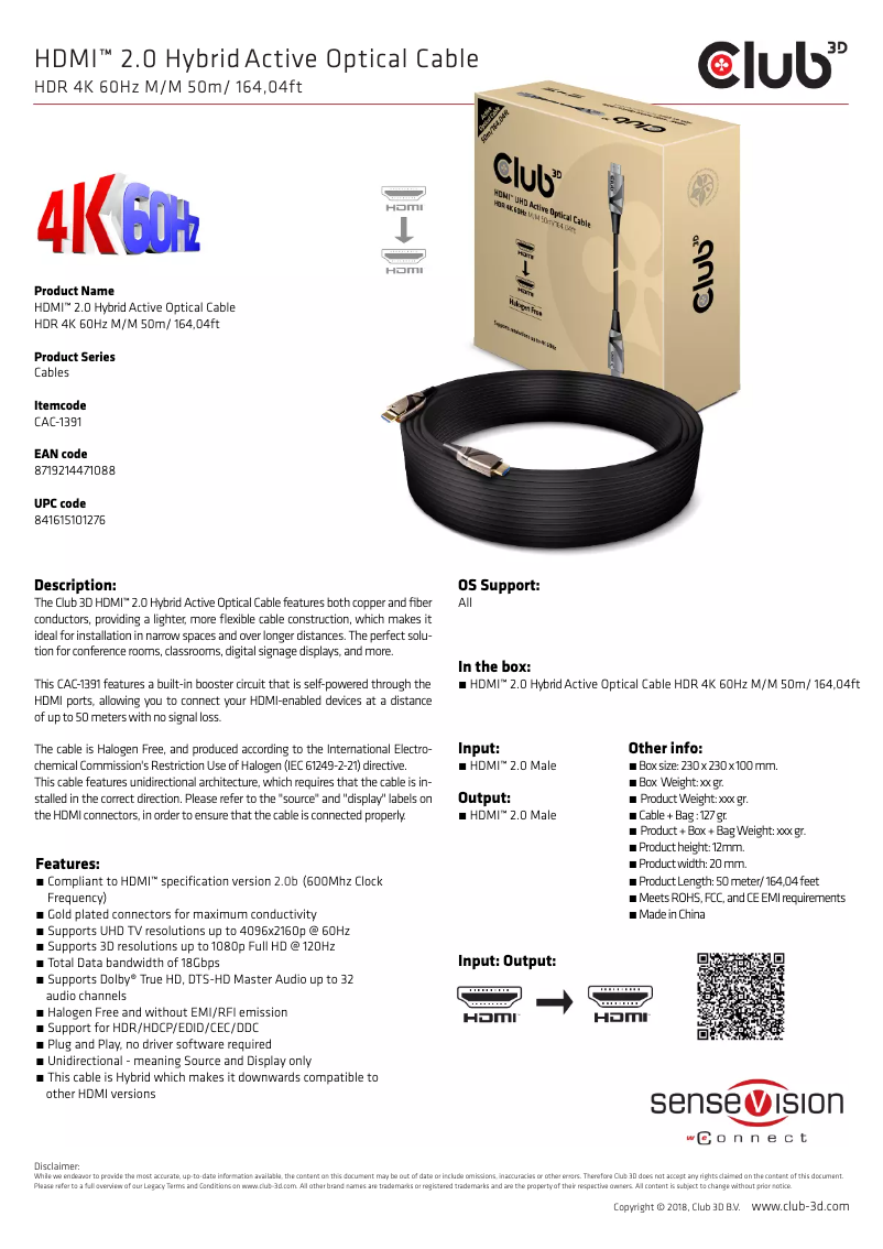 Page 1 de la notice Manuel utilisateur CLUB3D CAC-1391