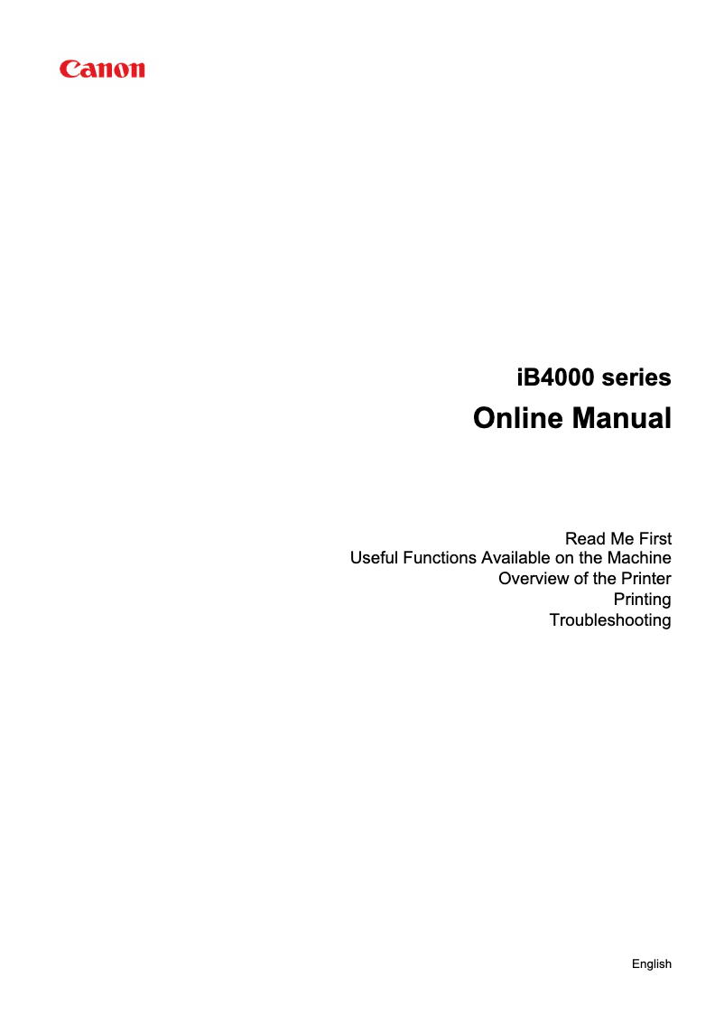 Page n°1 - Manuel utilisateur Canon MAXIFY iB4010