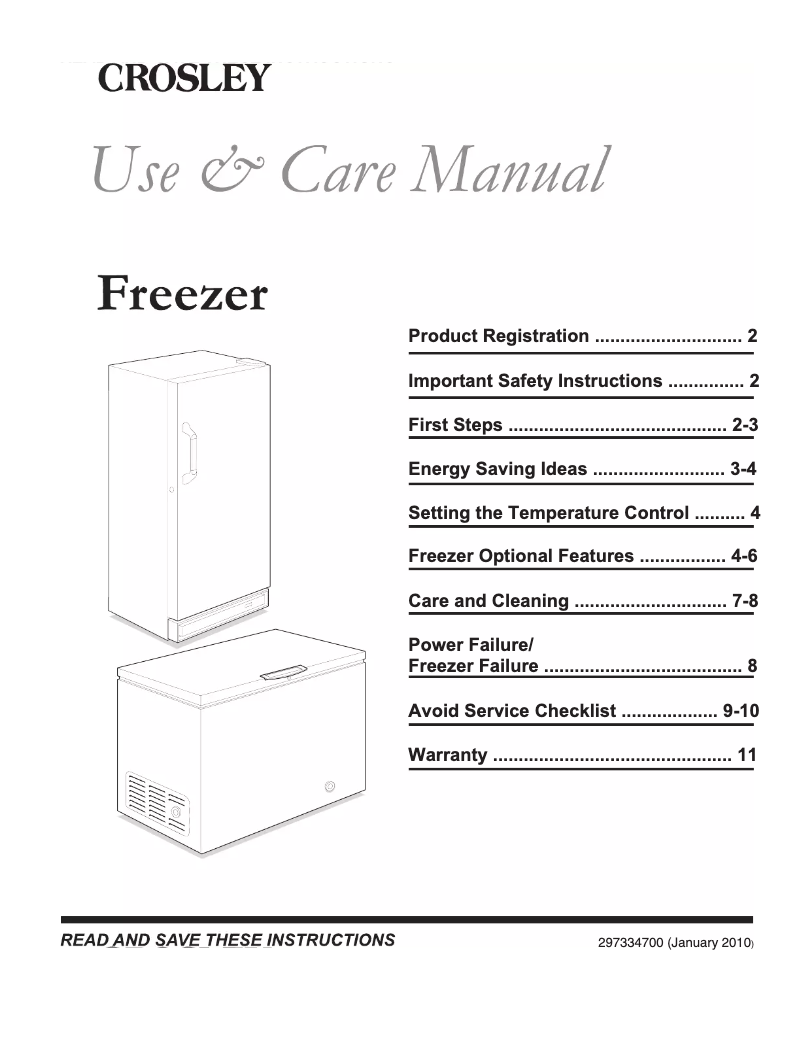 Page 1 de la notice Manuel utilisateur Crosley CFC162RC