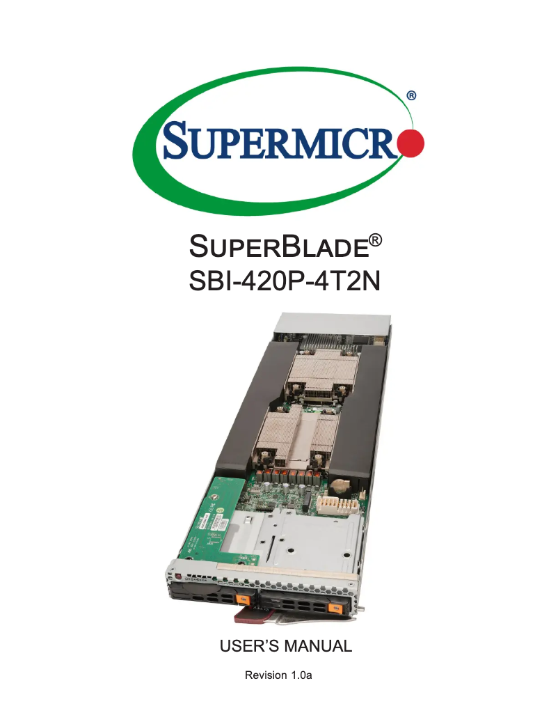 Page 1 de la notice Manuel utilisateur Supermicro SuperBlade SBI-420P-4T2N