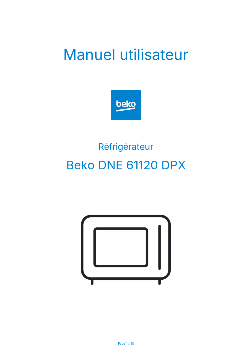 Page n°1 - Manuel utilisateur Beko DNE 61120 DPX