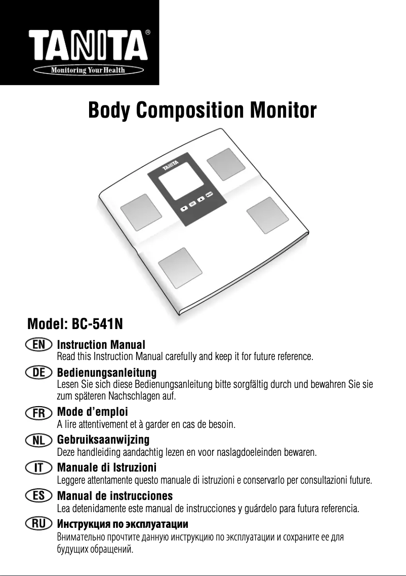 Page 1 de la notice Manuel utilisateur Tanita BC-541N