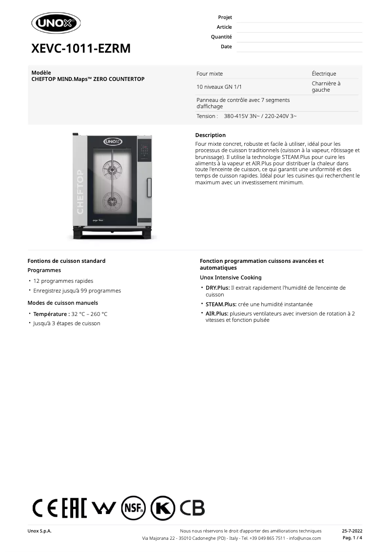 Image de la première page du manuel de l'appareil CHEFTOP MIND.Maps ZERO