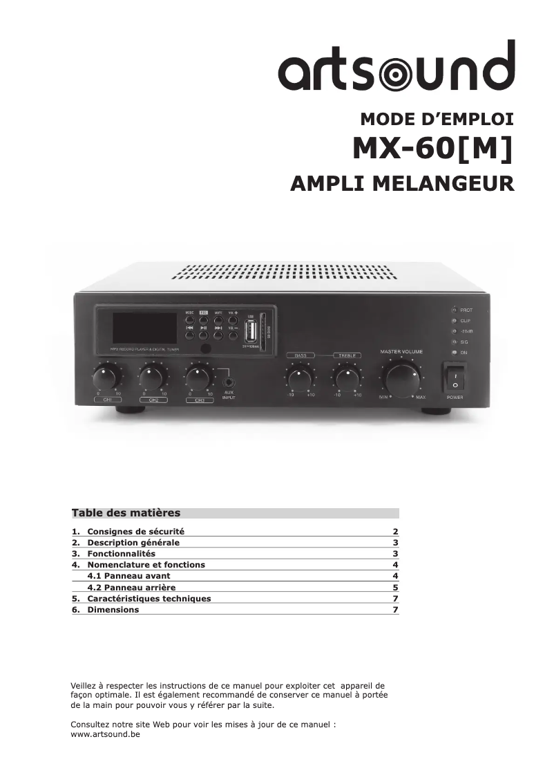 Image de la première page du manuel de l'appareil MX-60M