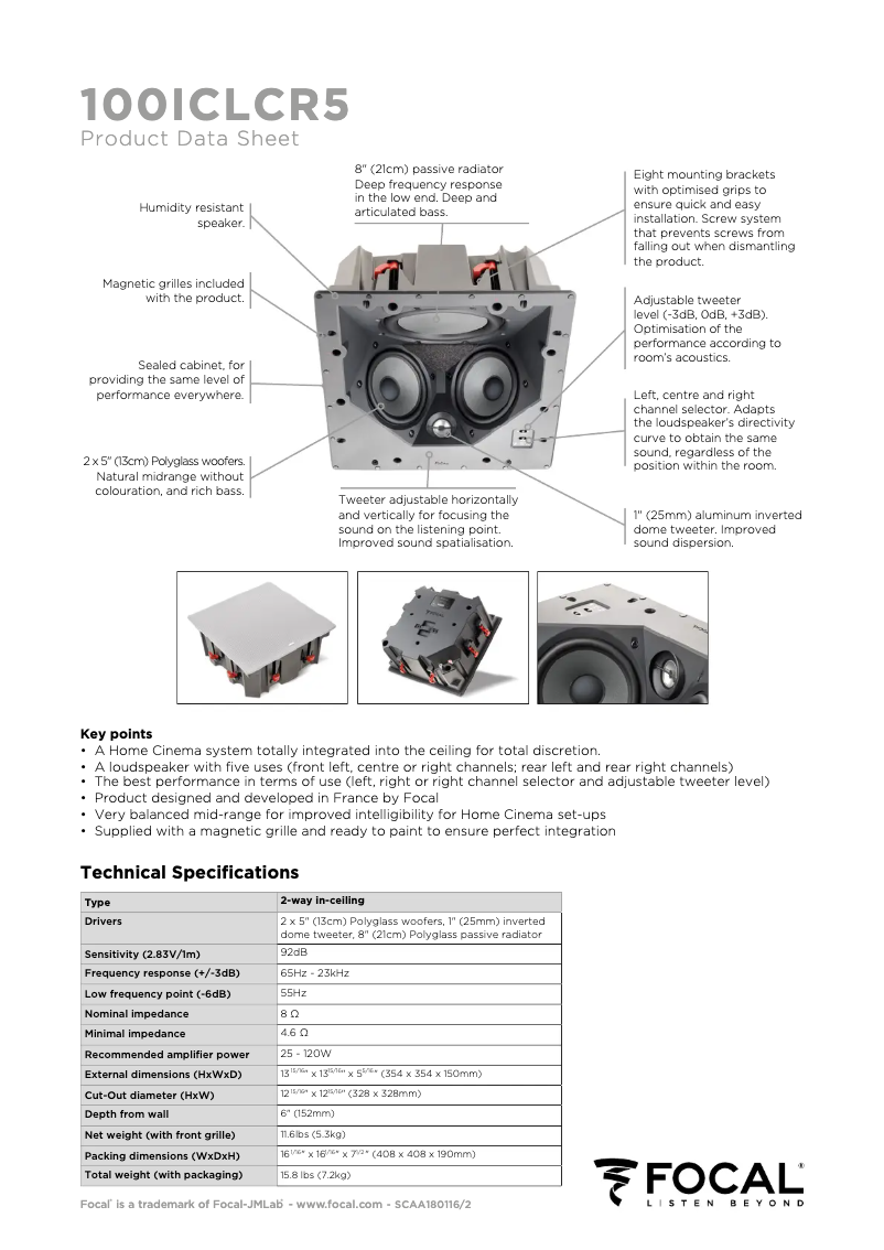 Página 1 del manual Ficha técnica Focal 100 ICLCR 5