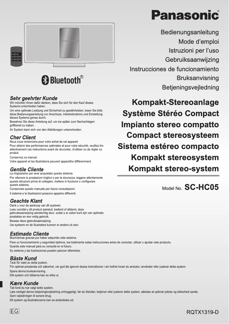 Page 1 de la notice Manuel utilisateur Panasonic SC-HC05