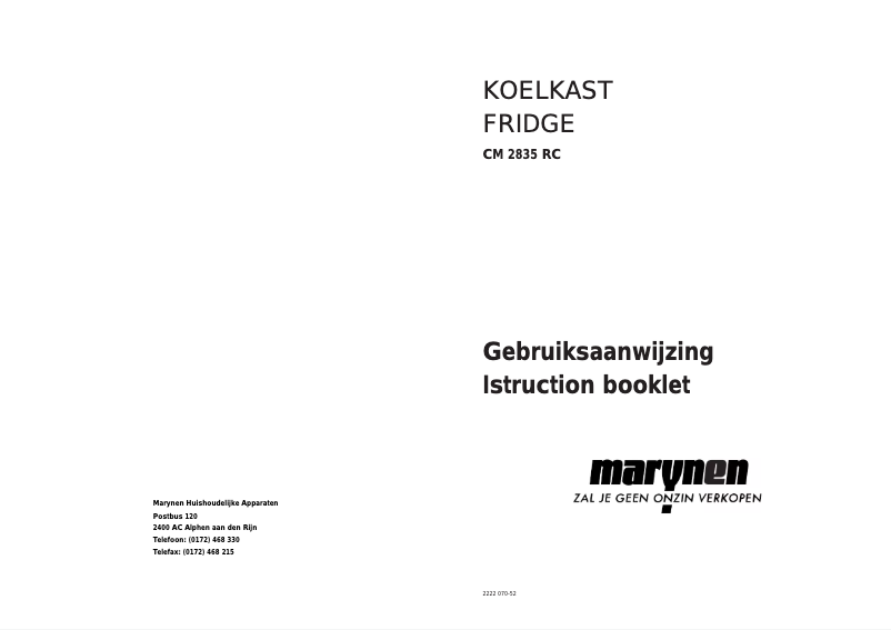 Page n°1 - Manuel utilisateur Marynen CM 2835 C