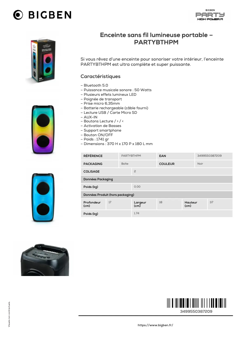 Image de la première page du manuel de l'appareil PARTYBTHPM