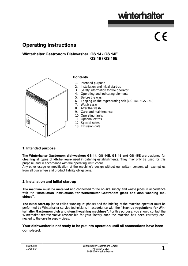 Image de la première page du manuel de l'appareil GS15E