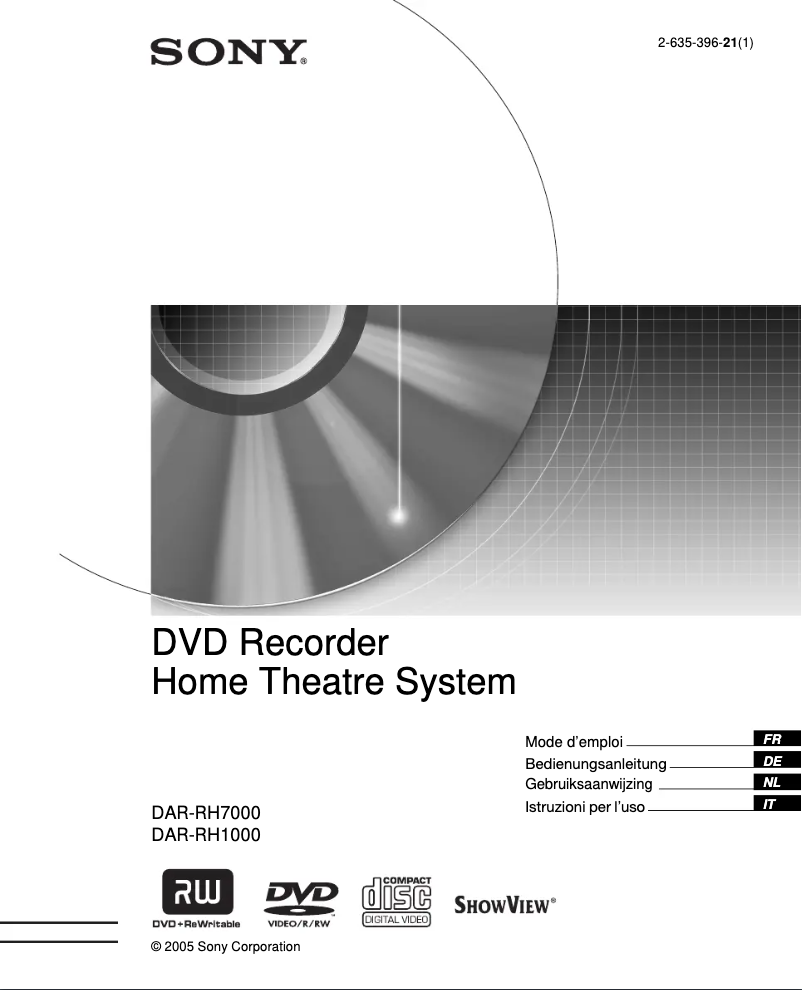 Image de la première page du manuel de l'appareil DAR-RH1000