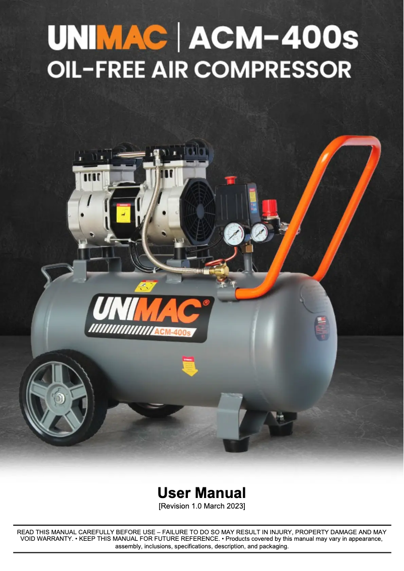 Page n°1 - Manuel utilisateur Unimac ACM-400s