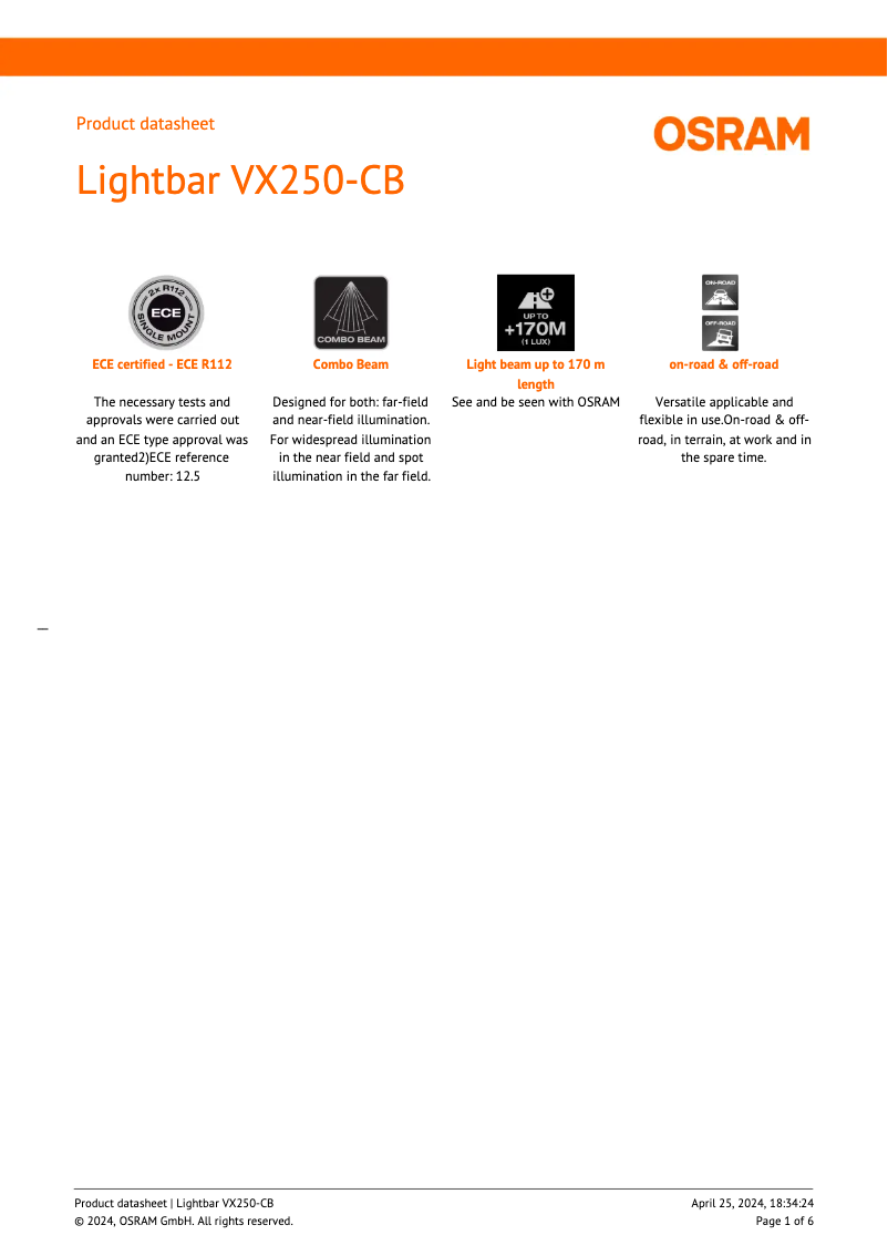 Page n°1 - Fiche technique Osram VX250-CB