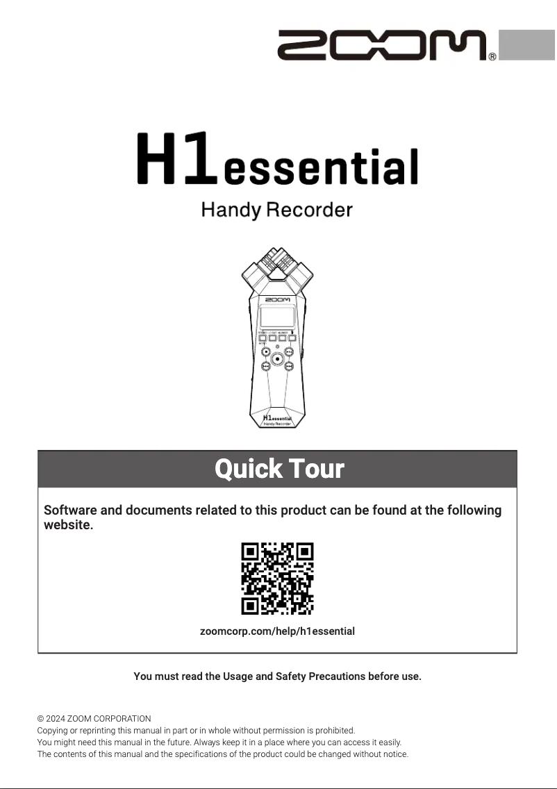 Page n°1 - Manuel utilisateur Zoom H1