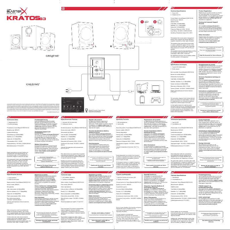 Page n°1 - Guide de démarrage rapide Creative Sound BlasterX Kratos S3