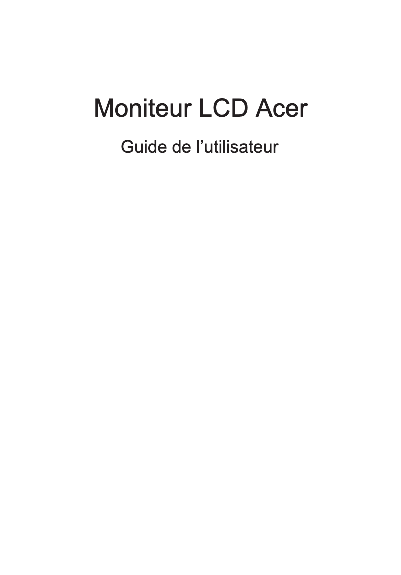 Page n°1 - Manuel utilisateur Acer G223HQL
