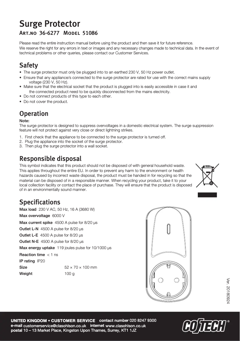 Page 1 de la notice Manuel utilisateur Cotech 51086