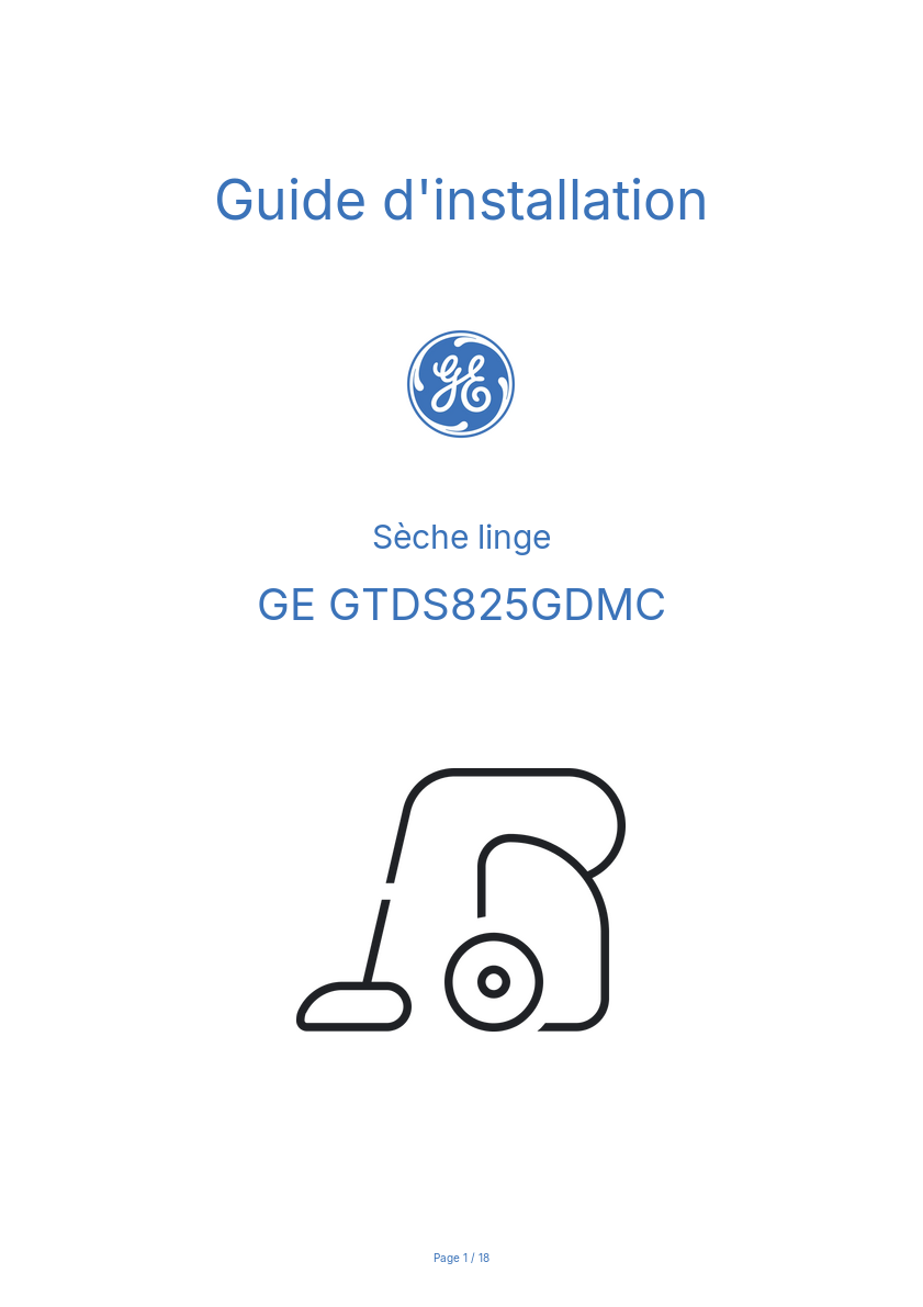 Image de la première page du manuel de l'appareil GTDS825GDMC