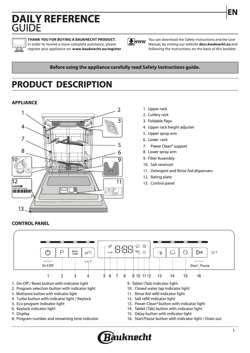Page 1 de la notice Manuel utilisateur Bauknecht BUO 3O41 PLT X