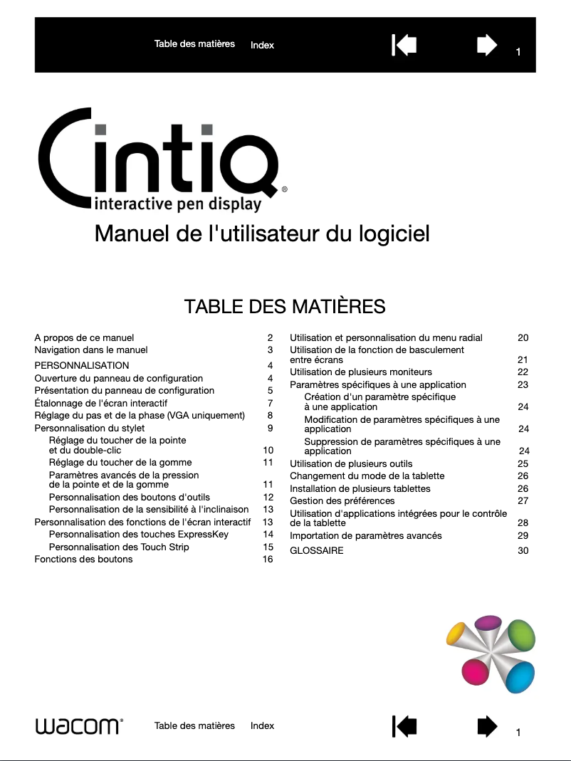 Page 1 de la notice Manuel utilisateur Wacom Cintiq 21UX