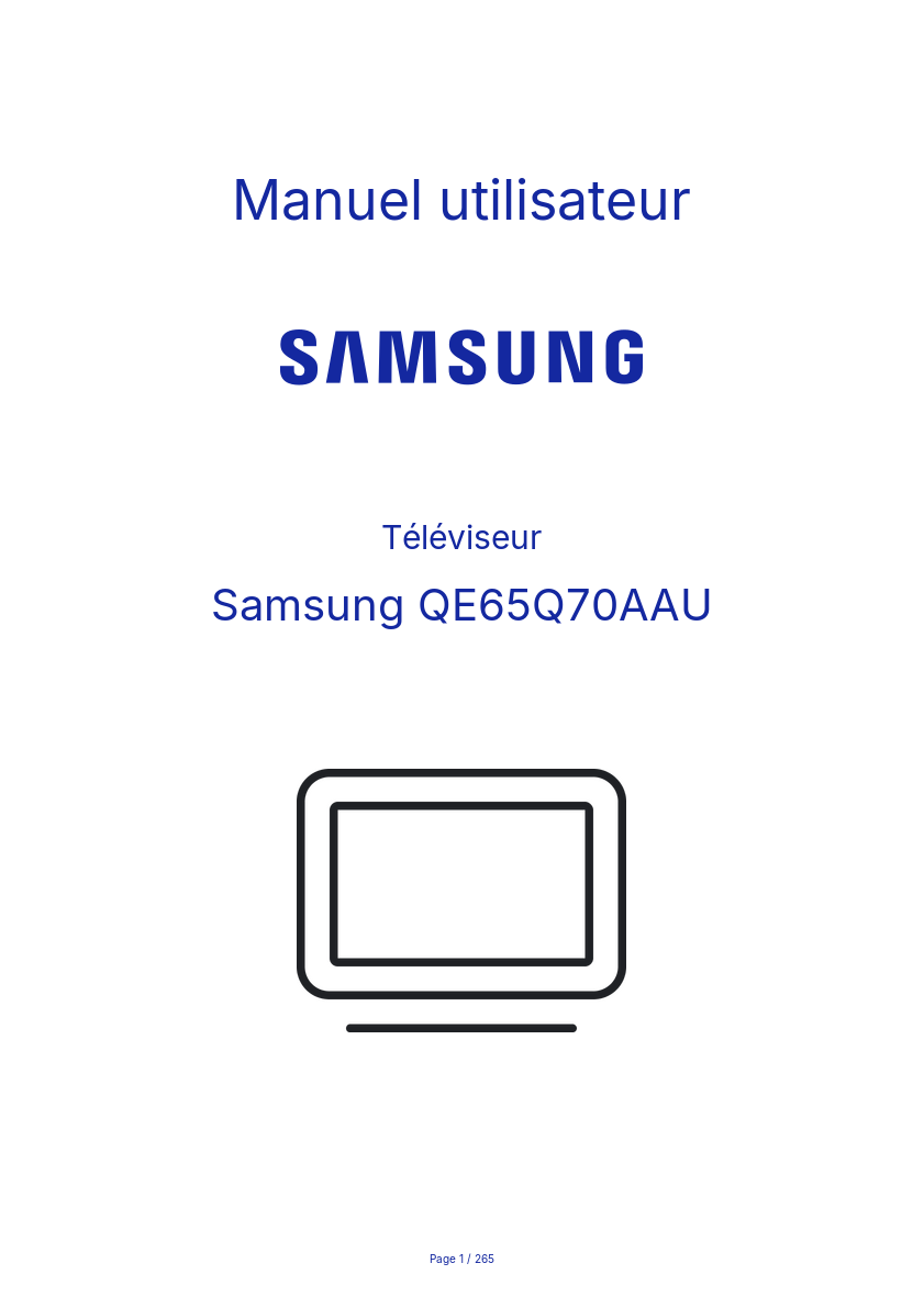 Page n°1 - Manuel utilisateur Samsung QE65Q70AAU