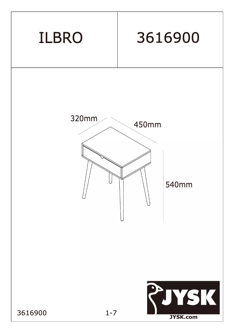 Page 1 de la notice Manuel utilisateur JYSK Ilbro