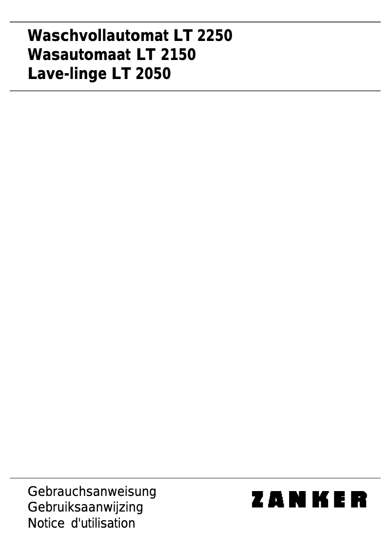 Page n°1 - Manuel utilisateur Zanker LT 2050