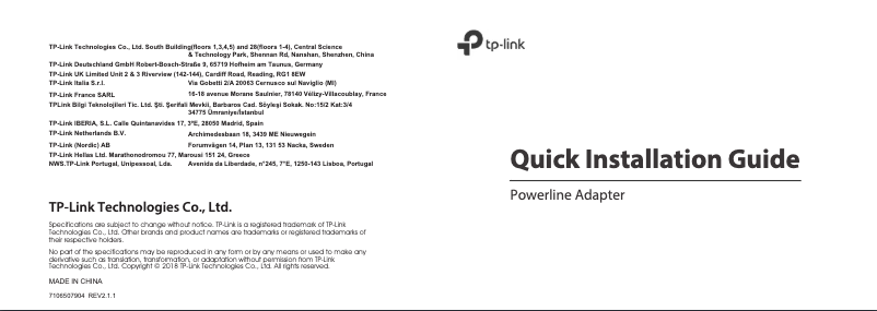 Page n°1 - Manuel utilisateur TP-Link TL-PA211