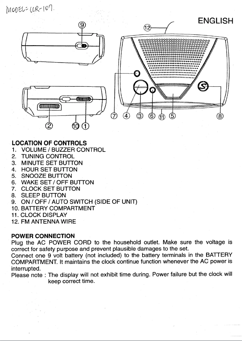 Page 1 de la notice Manuel utilisateur Soundmaster UR107