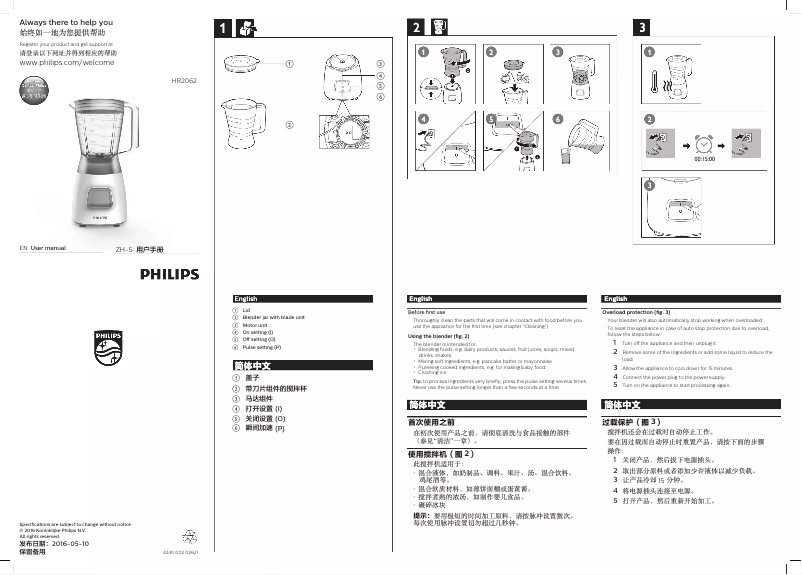Página 1 del manual Manual de usuario Philips Daily Collection HR2062