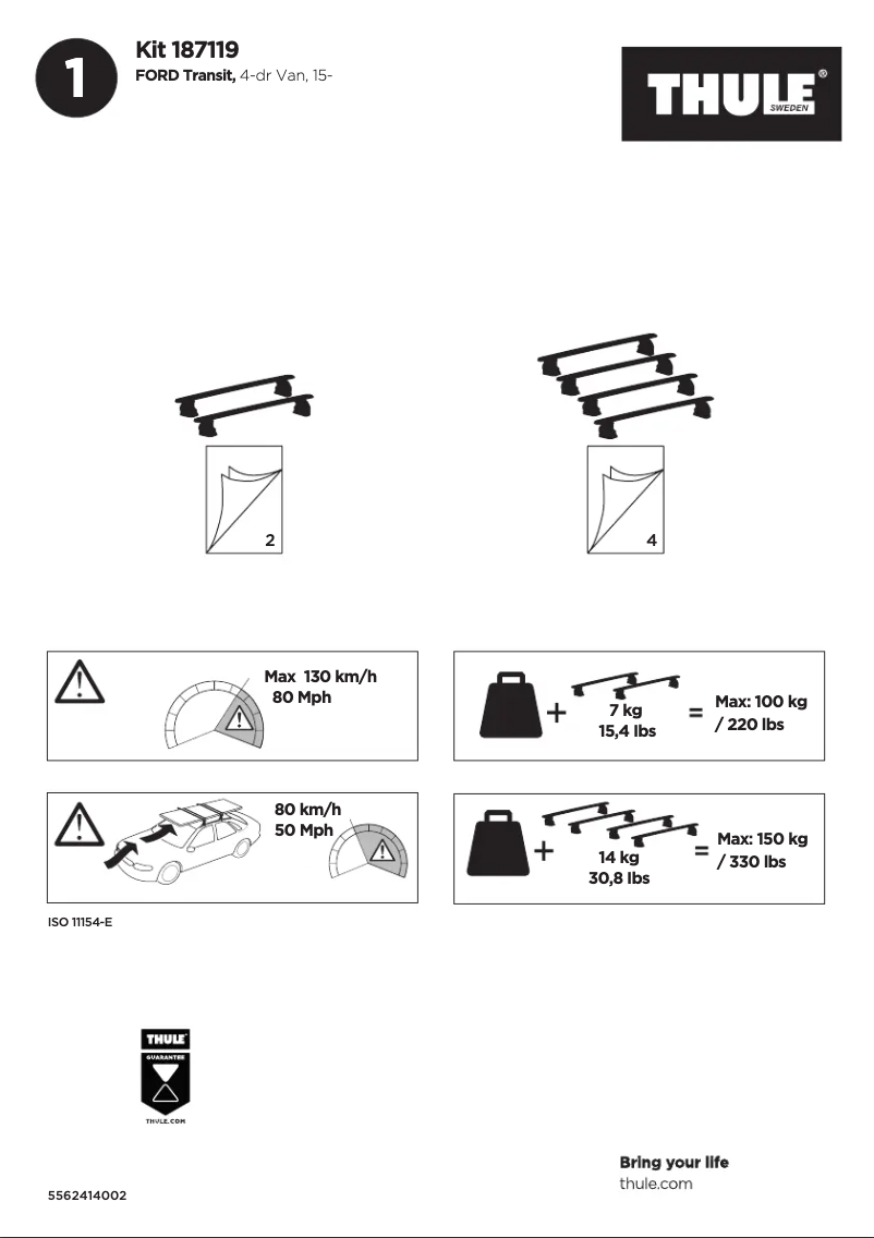 Página 1 del manual Manual de usuario Thule Kit 187119