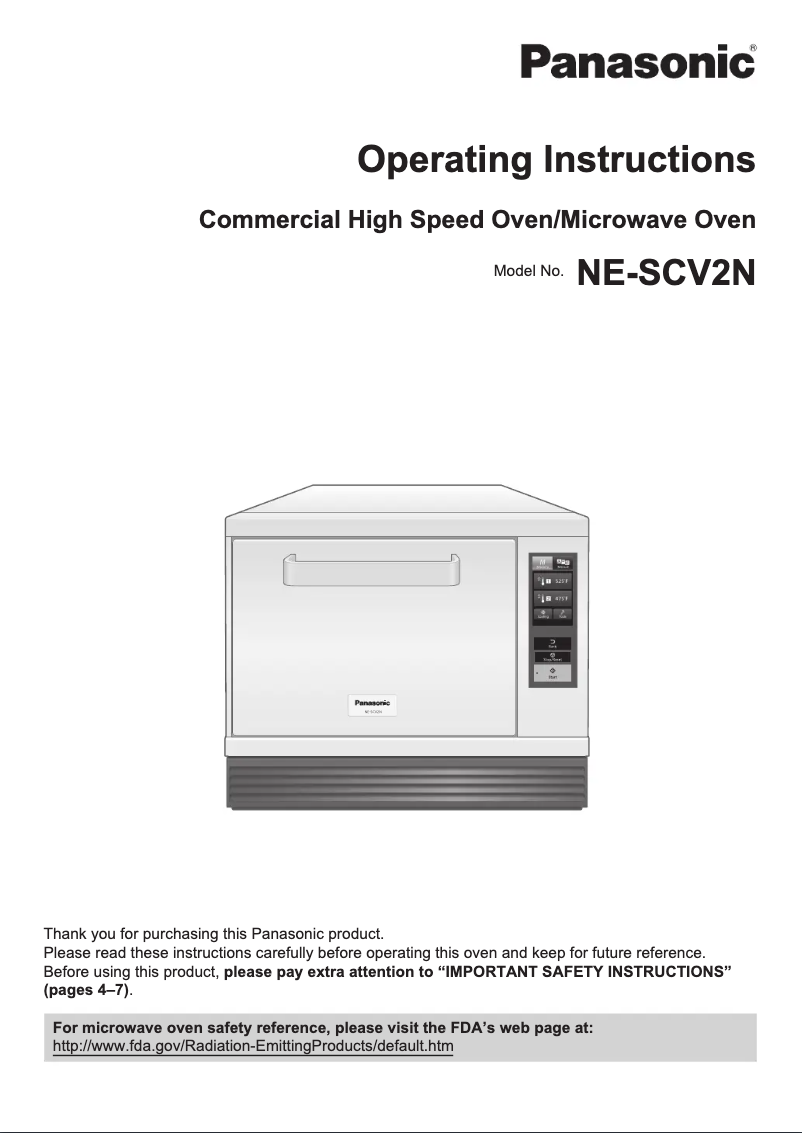 Image de la première page du manuel de l'appareil SonicChef NE-SCV2N