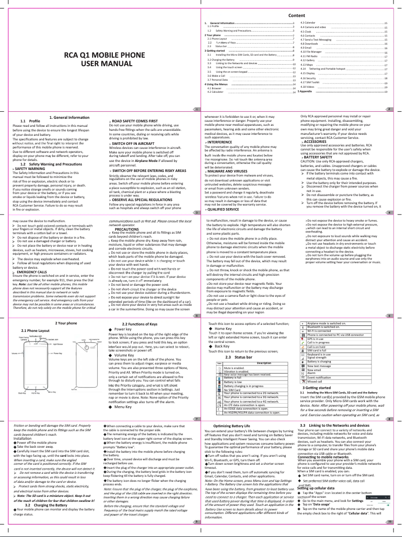 Page 1 of the manual User Manual RCA Q1