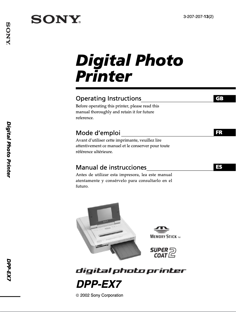 Page n°1 - Manuel utilisateur Sony DPP-EX7