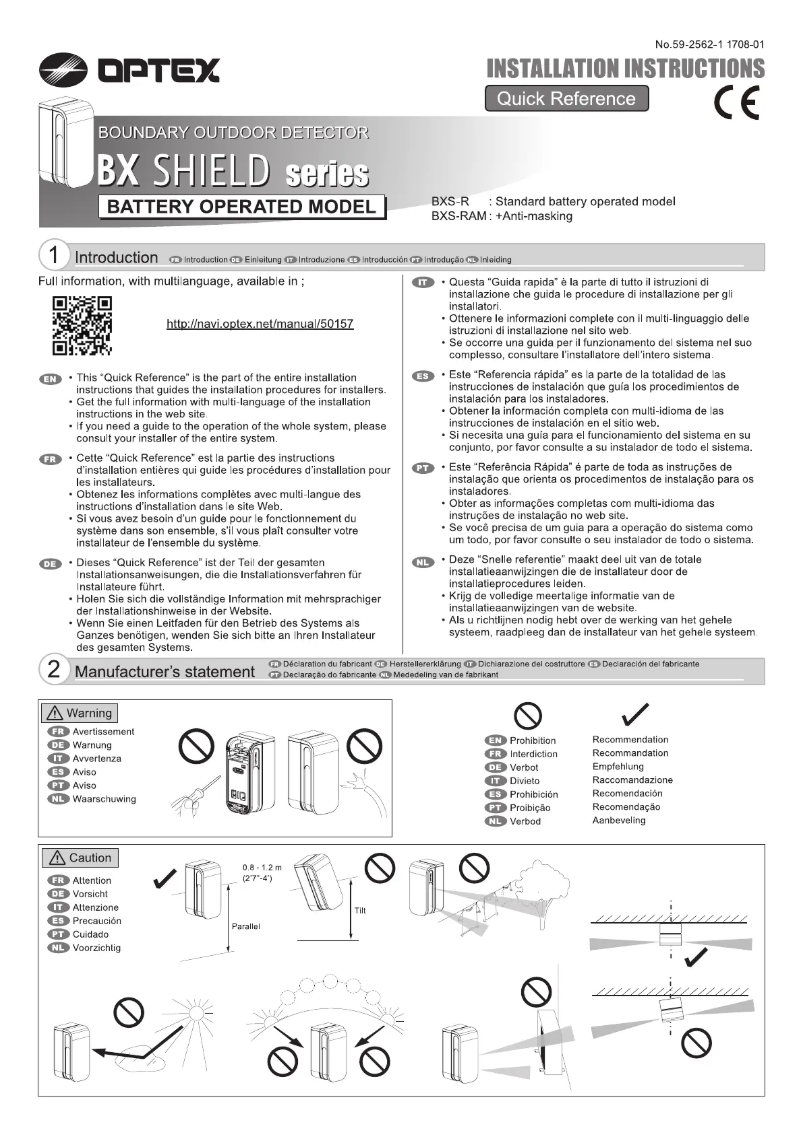 Page n°1 - Manuel utilisateur Optex BXS-R