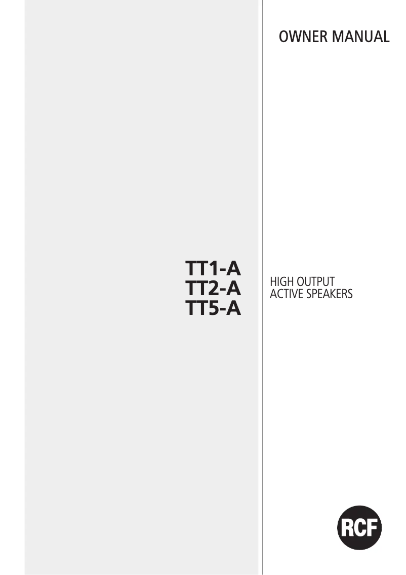 Página 1 del manual Manual de usuario RCF TT1-A